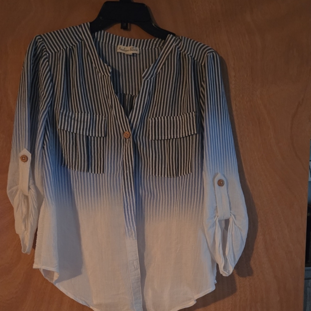 Chic Striped Blouse with Button Accents